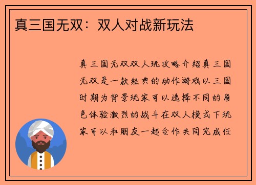 真三国无双：双人对战新玩法
