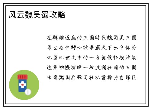 风云魏吴蜀攻略